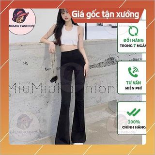 Quần ống loe cạp cao legging dáng dài, Quần legging nữ ôm ống loe dáng dài