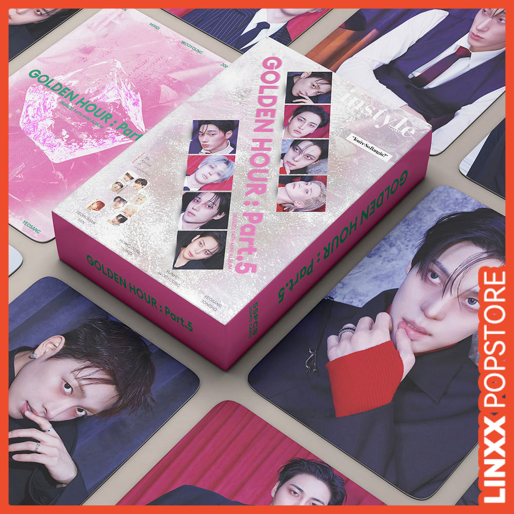 LINXX 55 CÁI ATEEZ 14TH Golden Hour Phần 5 Lomo Cards Kpop Boy Group Idol Photocard Set Bộ sưu tập quạt Hàng hóa Lễ hội Quà tặng Thẻ ảnh sưu tập