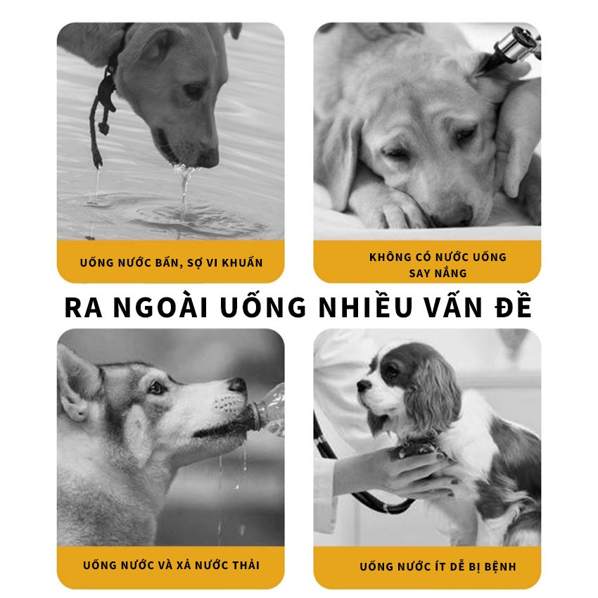 Bình Nước Cho Chó Mèo Di Động 2in1 Có Ngăn Đựng Hạt HOMIE, Bình Uống Nước Ngoài Trời Tiện Lợi