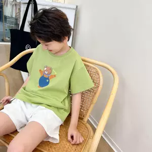 Trẻ em (90-140) Mùa hè Phong cách mới Tay ngắn thoáng khí dễ thương + Quần Short thông thường Bộ đồ hai mảnh