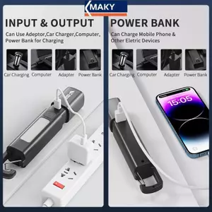 MAKY Độ Sáng Cao Zoom Tầm Xa Đèn Pin COB Flash Lo Thiết Kế Sạc USB Cắm Trại Đèn Pin Cắm Trại Ngoài Trời Cắm Trại Phiêu Lưu VN