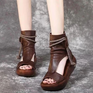 Giày Sandal Nữ Roman Hở Mũi Khóa Kéo Sau - Chất Liệu Da PU Mềm Mại Thoáng Mát Mùa Hè ✨Bubblu11.vn✨