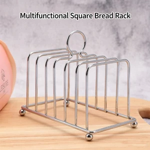 Cc Giá đỡ bánh mì 6 lát Giá bánh mì vuông bằng kim loại Dây kim loại Giá đỡ bánh mì nướng Kệ chia cho bàn ăn và gia đình Br