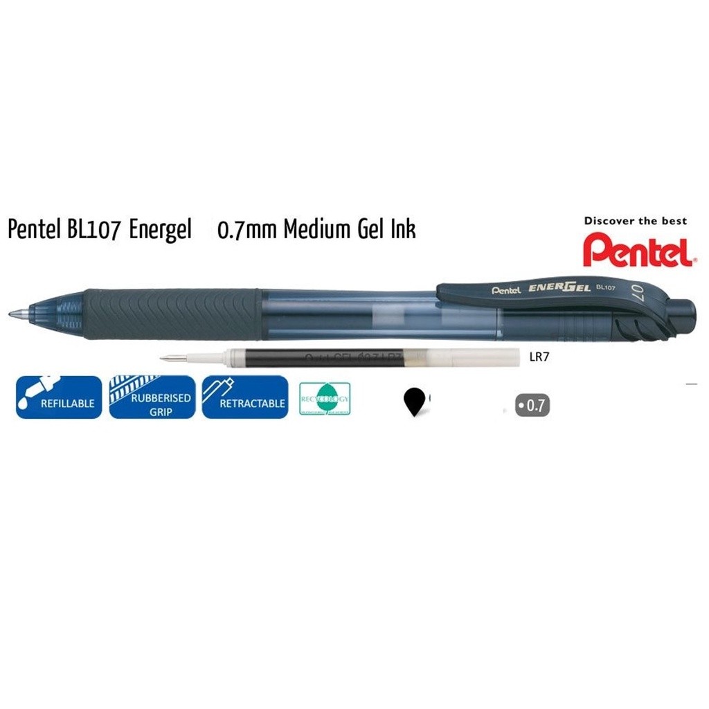 Bút gel Pentel BL107 ngòi 0.7mm mực viết trơn mượt siêu nhanh khô