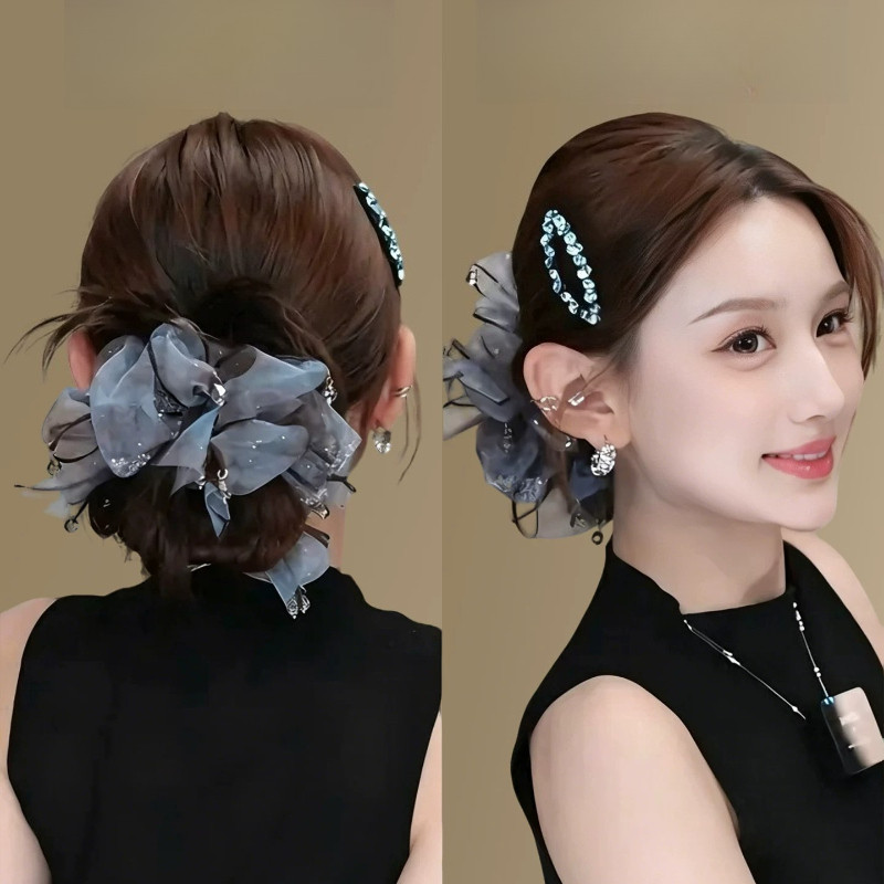 Dây Buộc Tóc Nơ Lưới Nữ 2026 Phong Cách Mới Cao Cấp Tất Cả Trận Đấu Tóc