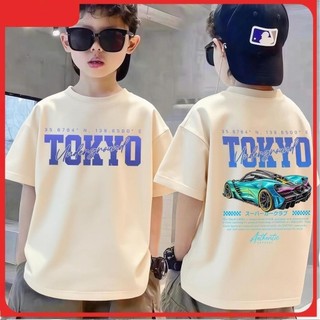 Áo thun bé trai, bé gái in hình xe thể thao xanh mát mẻ hợp thời trang, áo cotton mềm mại thoải mái
