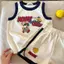 Bộ áo Vest hoạt hình cho trẻ em (90-140) Áo in chữ mùa hè + Quần short Bộ hai mảnh mỏng