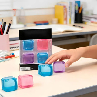 Mini Ice Cube Shape Maltose Squishy 4 Gói Di Động Bóp Fidget Cho Du Lịch Văn Phòng Giảm Căng Thẳng Trên Đường Đi