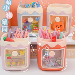 Hoạt Hình Dễ Thương Sáng Tạo Nhiều Lưới Piggy Bút Cô Gái Trái Tim Sinh Viên Văn Phòng Phẩm Hộp Bảo Quản Ngăn Kéo Cửa Mở Bút Giá Đỡ 6.24 JYIT