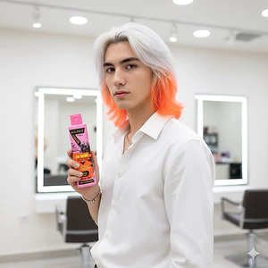 Màu Cam - nhuộm tóc hương thơm Semi UV Neon Không Amoniac trên nền tóc tẩy Level 9 - Orange 200ml