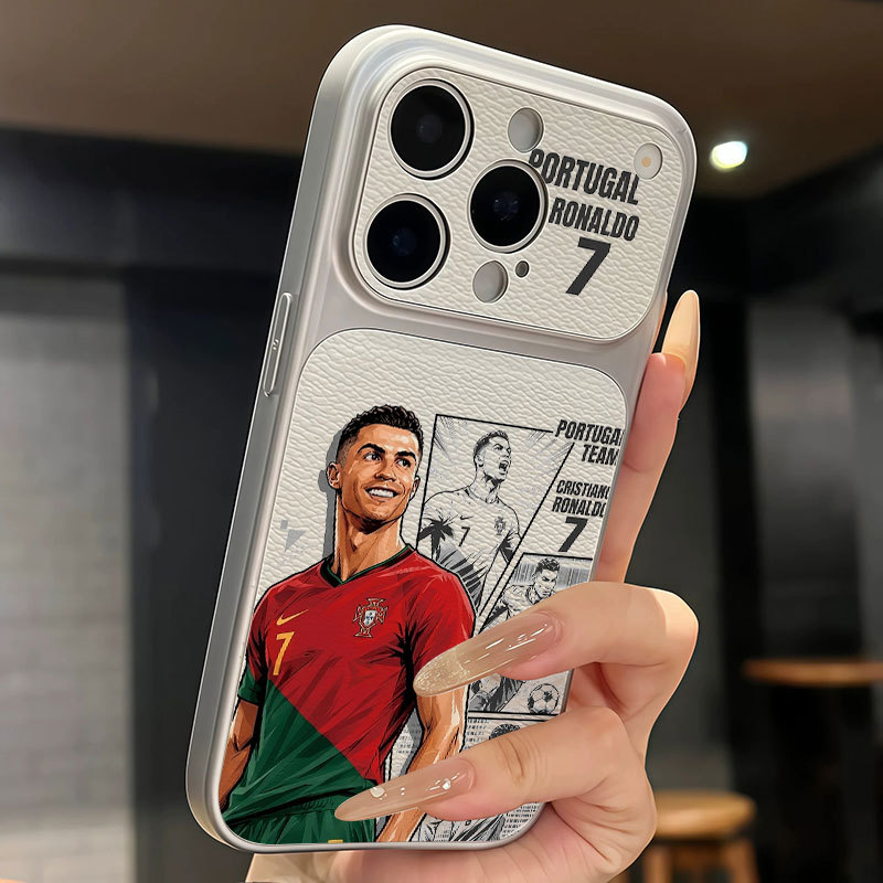Ốp lưng iPhone Họa tiết da mạ phong cách Ronaldo iPhone 17 16 15 14 13 12 11 Pro Max Plus Max