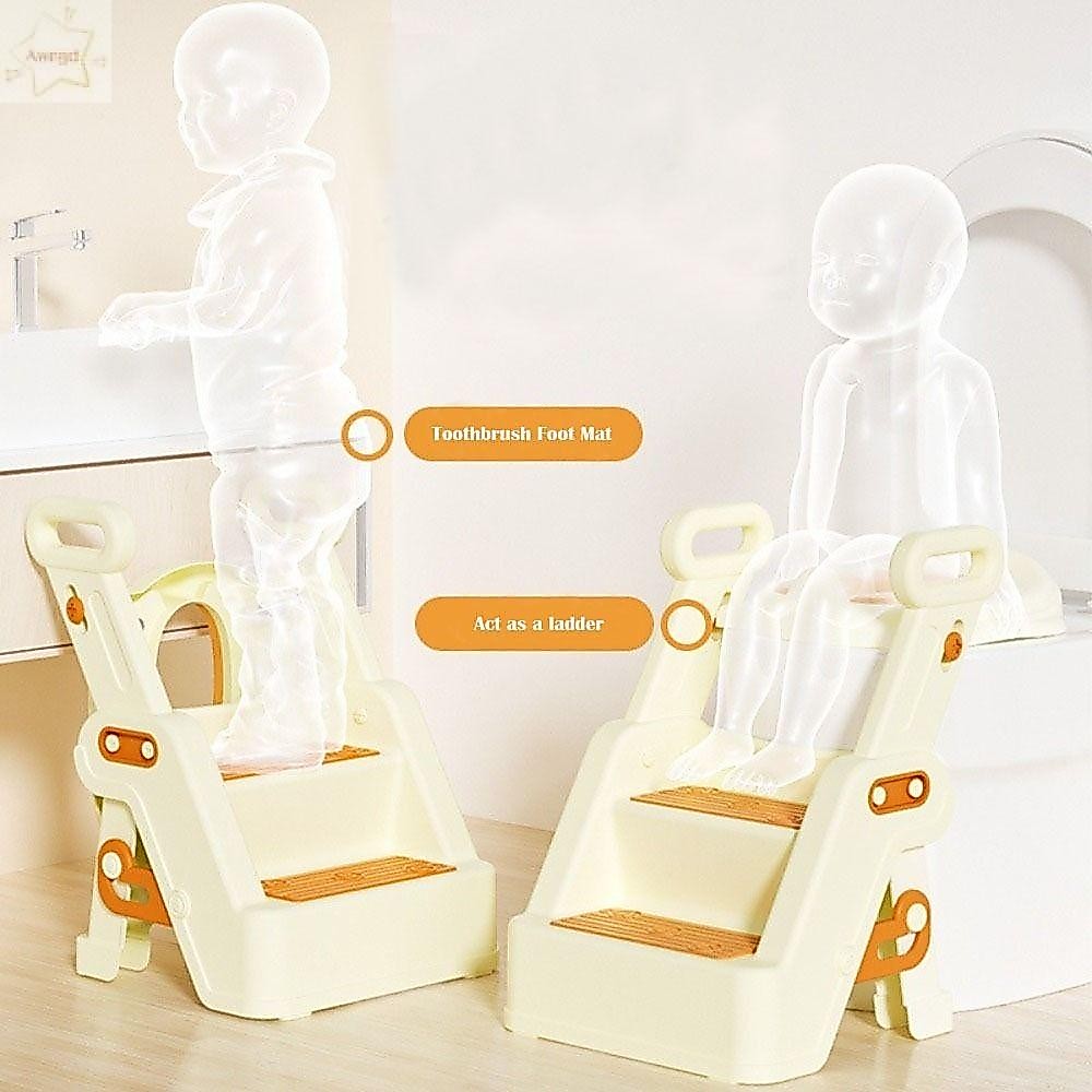 Cầu thang ghế vệ sinh trẻ em AWNGD, Ghế đẩu đi vệ sinh có thể gập lại di động, được nâng cấp bằng tay vịn Vòng ghế vệ sinh đa năng dành cho trẻ em tập bô