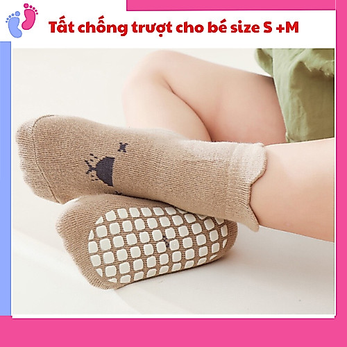 Tất kidsock in hình chú chuột cute nhiều màu cao cổ chống trơn trượt cho bé saubabi