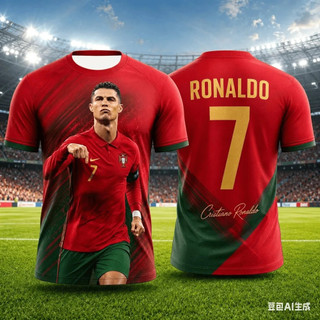 Bồ Đào Nha Ronaldo Số 7 Bàn Chải Đa Chân Dung Đột quỵ Bóng Đá Jersey 3D Trên In Thoáng Khí Dạo Phố Unisex Thể Thao Áo