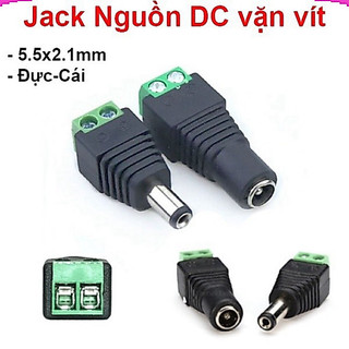 [Giá sỉ theo combo] Đầu Jack Nguồn DC Vặn Vít 5.5x2.1mm Đầu Đực Cái Nối Dây Điện Camera Đèn Led