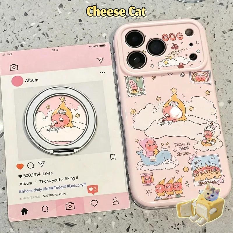 Twinkle Ốp điện thoại có đế kim loại xoay hình đám mây hồng cho iPhone 17 Pro 13 12 11 14 15 Plus 16 Pro Max 17 Air
