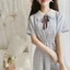 Nhỏ Phong Cách Preppy Nơ Tươi Đầm Kiểm Tra Mùa Hè Phong Cách Mới Cô Gái Ngọt Ngào Váy Voan Học Sinh