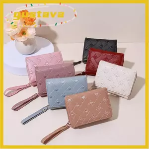 Ví thêu tình yêu GUSTAVA, Ví nữ PU kiểu ngắn, Thời trang dung lượng lớn Thiết kế đơn giản Khóa chi tiết Túi đựng thẻ nữ