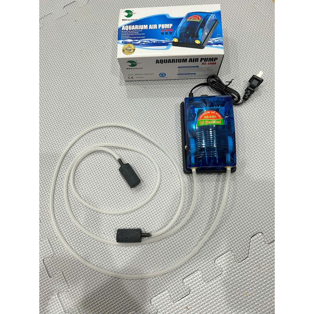 Máy Sủi Khí Oxy 2 Vòi RS 348A tặng kèm 2 bộ dây quả sủi (Máy sục khí oxy dành cho bể cá cảnh)