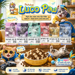 [ 1.5kg ] Thức ăn hạt cho mèo mix Topping gà sấy TEBCITY / Teb City không ngũ cốc GRAIN-FREE