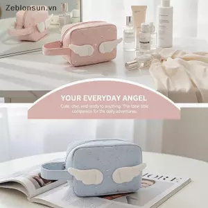 # HB # Túi Trang Điểm Kích Thước Mini Dành Cho Nữ Họa Tiết Ngôi Sao Đôi Cánh Chắp Xếp Mỹ Phẩm Du Lịch Túi Lipsti Tiết Kiệm Không Gian Đa Năng.
