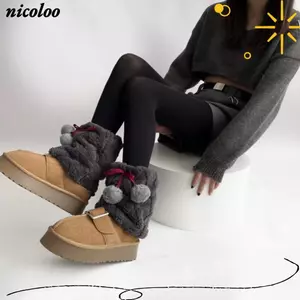 NICOLOO Plush Fluffy Boots Cover, Warm Fur Plush Fluffy Boots Tất, Y2K Dày Lông Bóng Legging Giữ Ấm Chân Nữ