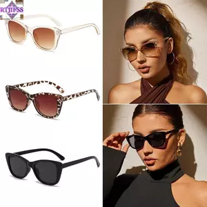 Kính râm gọng nhỏ RTJIFSS, Kính râm mắt mèo bảo vệ UV400 cổ điển, Đạo cụ chụp ảnh đường phố thời trang Kính mắt da báo Gradient dành cho nữ