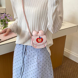 Nơ Gấu Táo Trẻ Em Bé Gái Thời Trang Dễ Thương Đi Chơi Túi Đeo Vai Nhỏ Mini Son Môi Túi Bé Gái Ví Đựng Tiền Xu
