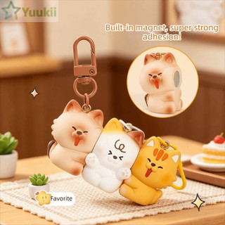 YUUKII 3 Bộ Móc Khóa Động Vật, Móc Khóa Chụp Từ Tính Nhựa Hoạt Hình, Treo Di Động Charm Ba Lô Trang Trí Quà Tặng