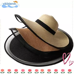 Mũ Rơm EBINLANDS, Mũ Che Nắng Mềm Mại Có Thể Gập Lại, Mũ Lưới Rộng Thanh Lịch Mùa Hè Nữ
