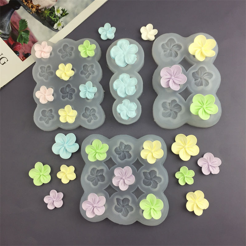 Năm Cánh Hoa Khuôn Silicon Fondant Bánh Hoa Nhựa Món Tráng Miệng Trang Trí Khuôn Socola DIY Khuôn Nướng Bánh