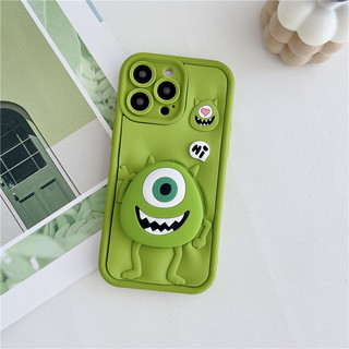 3D Silicone Michael Wazowski Giá Đỡ Hoạt Hình Dễ Thương Vỏ Cho iPhone 17 16 15 14 13 12 11 7 8 X XR XS