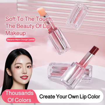 Son môi Nude Lip Glaze chống dính cốc thay đổi nhiệt độ son môi dạng nước màu macaron màu nude