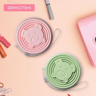 LOOKSHOW 180ml / 270ml Cốc nước gấp silicon di động có nắp và dây buộc Kính thiên văn chịu nhiệt có thể gập lại có thể gập lại để cắm trại du lịch E3W3