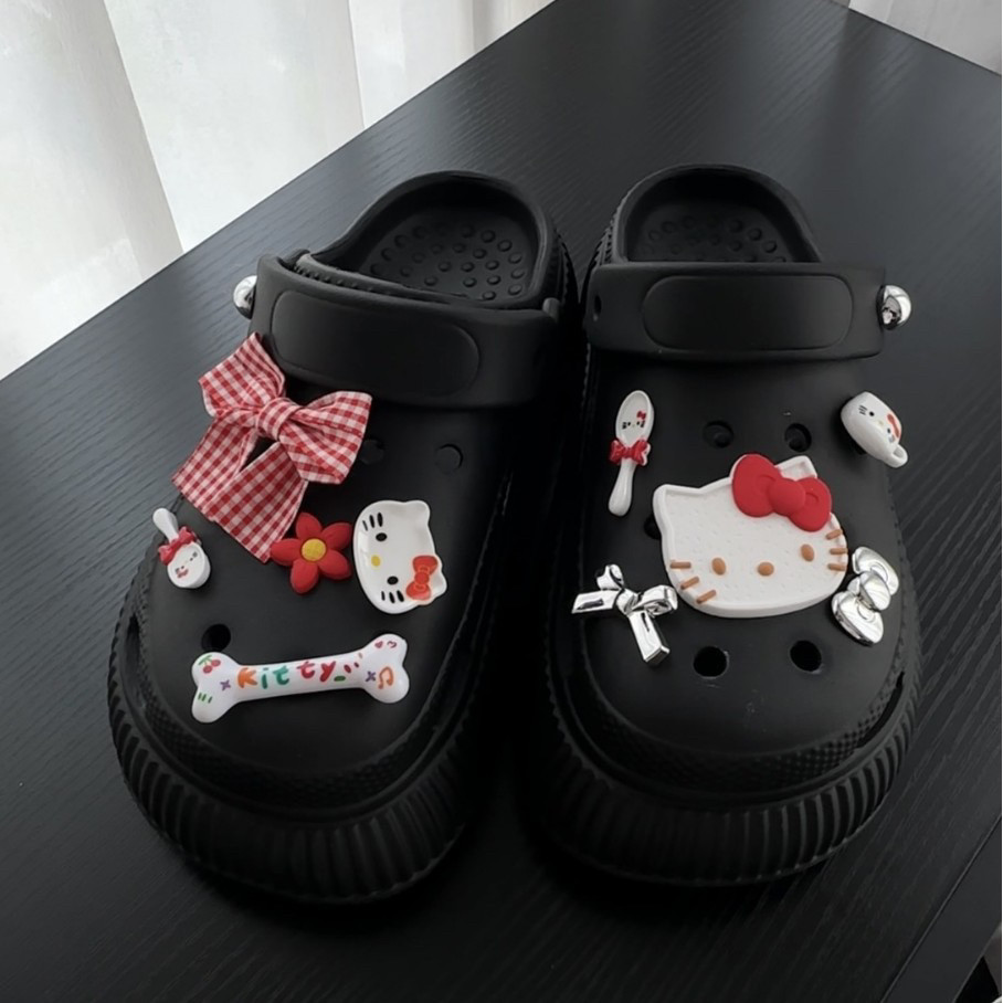 Hellokitty Lỗ Giày Phụ Kiện Dễ Thương Nơ Giày Hoa Thích Hợp Cho crocs Khóa Giày Cao Cấp Sense Giày Lỗ Hoa Khóa Giày Busch Khóa Giày Zhibixing Khóa Giày Có Thể Tháo Rời Khóa Giày ins Giày Hoa