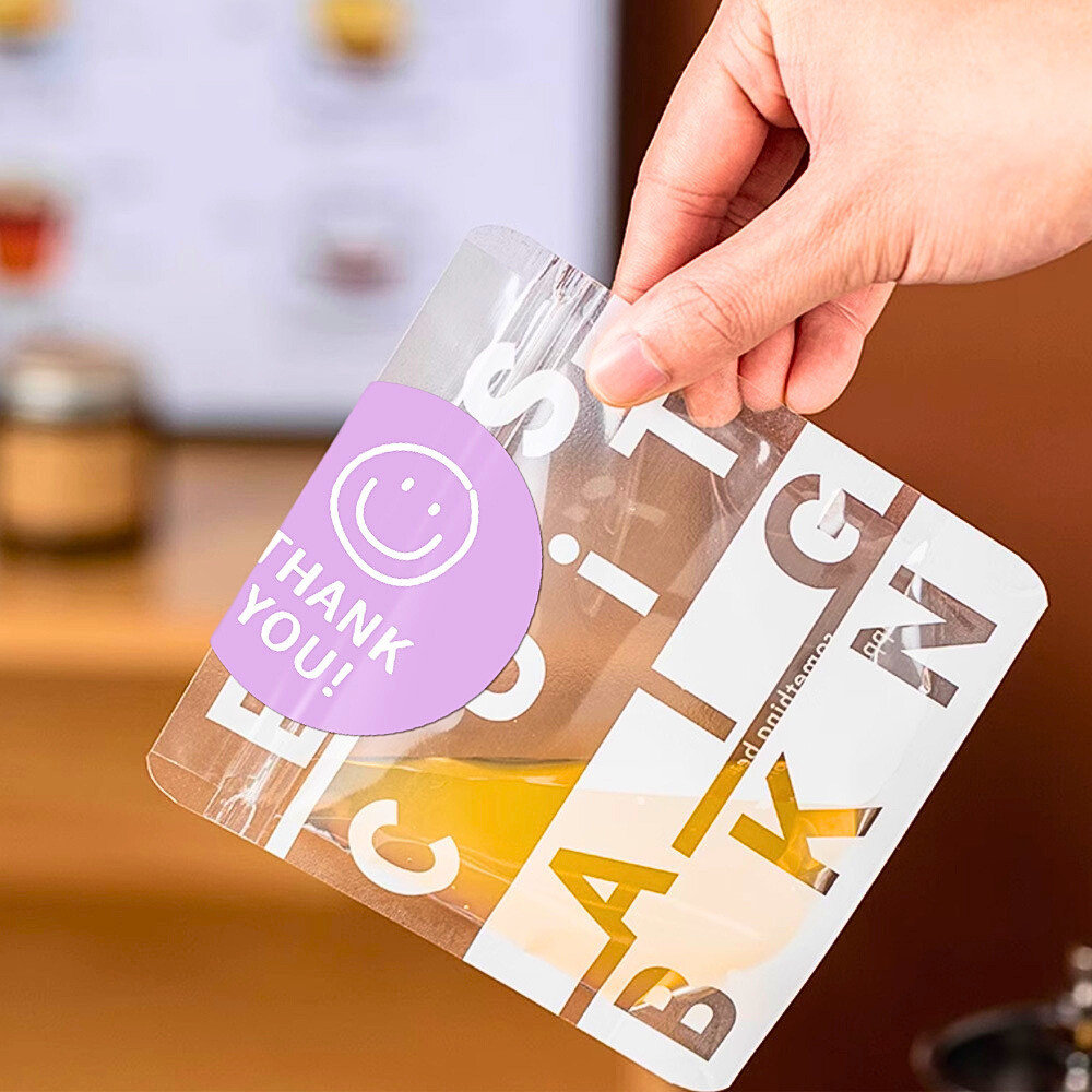 120 sticker thank you smile đa sắc dễ thương TE77 dán túi giấy thiệp quà gói kẹo trang trí sổ tay