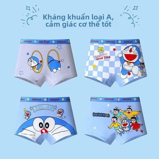 Quần lót bé trai cotton hình Doraemon – Kháng khuẩn, co giãn, êm dịu, 4 chiếc/hộp