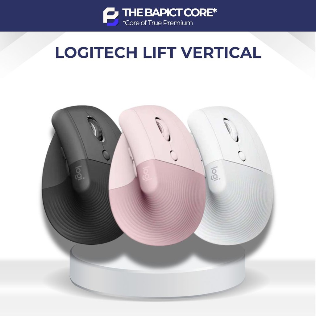 Chuột Logitech Lift Vertical không dây - Bluetooth | USB, giảm ồn, tương thích Win & Mac, hoàn hảo cho sức khỏe.