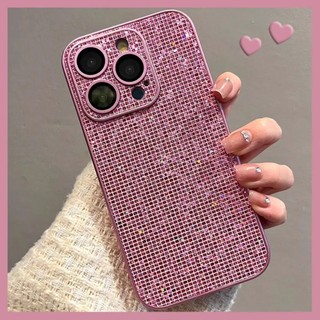 Phim Bảo Vệ Ống Kính Lấp Lánh Kim Cương Sequin Ốp Lưng Điện Thoại iPhone 16Promax 16Pro 12 13 14 15 Pro Max 11 Chống Sốc Acrylic Nữ Điện Thoại Di Động
