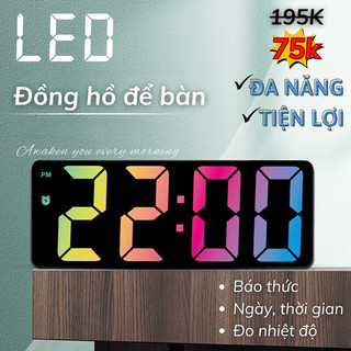 Đồng Hồ LED Bunnies House Để Bàn Hiện Đại, Báo Thức, Hiển Thị Giờ & Nhiệt Độ