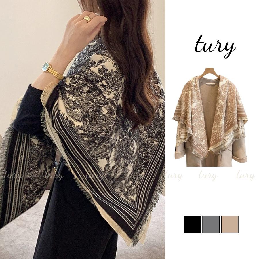 Khăn Quàng Cổ Len Unisex Nam Nữ - Tury - Khăn Len Vuông Họa Tiết Khu Vườn - LN082