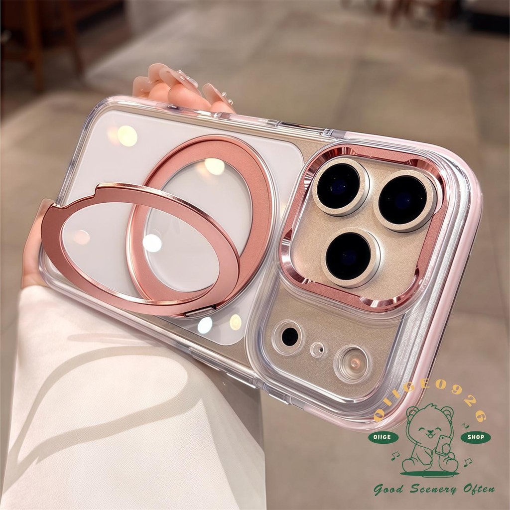 【 Ốp lưng iPhone17 】 Giá đỡ pha lê băng thu hút từ tính xoay 360 Vỏ điện thoại iphone17 Pro Max 16 15 cho vỏ iPhone Vỏ mềm silicon TPU chống sốc
