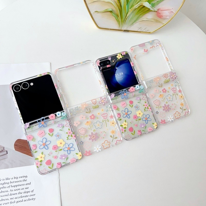 Thích Hợp Cho Samsung Galaxy ZFlip7 5G Đường Trong Suốt Hoa Tươi Và Tinh Tế Vỏ Điện Thoại ZFlip5 Zflip6 Dây Gấp Vỏ Cho zflip4 N3Flip MixFlip 2 Vỏ Bảo Vệ Cứng