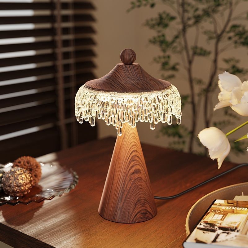 Đèn bàn thả nước cắm phong cách Wabi-sabi Nhật Bản, Đèn bàn Led bằng gỗ cổ điển, Phòng khách, Đèn ngủ trang trí phòng ngủ