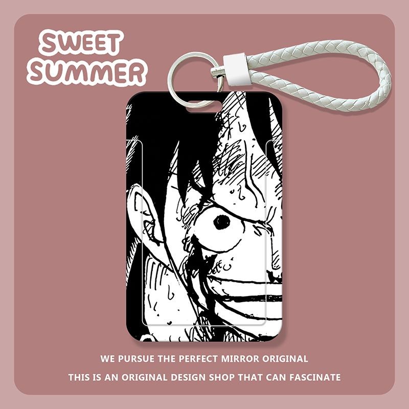 ONE PIECE Luffy Hộp Đựng Thẻ ID Cho Ngân Hàng Sinh Viên Xe Buýt Hộp Đựng Thẻ Kinh Doanh Có Dây Đeo Tay
