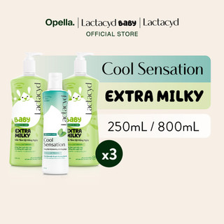 Bộ 2 Chai Sữa Tắm Gội Trẻ Em Lactacyd Baby Extra Milky Size Jumbo 800ml + Chai DDVS Phụ Nữ Lactacyd Cool Sensation 250ml