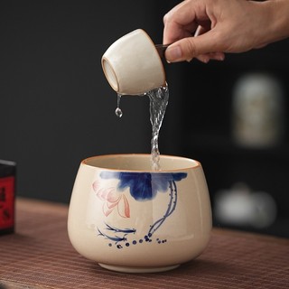 Ang rửa chén, Chậu rửa, Bát rửa dụng cụ trà đạo cỡ lớn họa tiết Hoa Sen