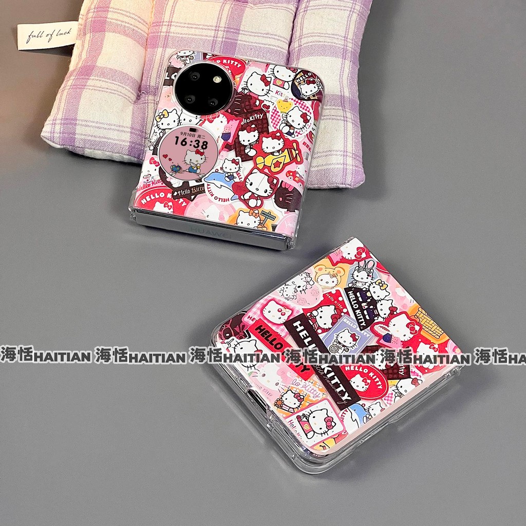 Ốp Điện Thoại Thích Hợp Cho Samsung Galaxy ZFlip7 Hoạt Hình Hoạt Hình Dễ Thương Mèo kitty Vòng Tay Cho ZFlip 7 6 5 4 3 5G N3Flip MixFlip Dây Có Thể Gập Lại Vỏ Bảo Vệ Cứng