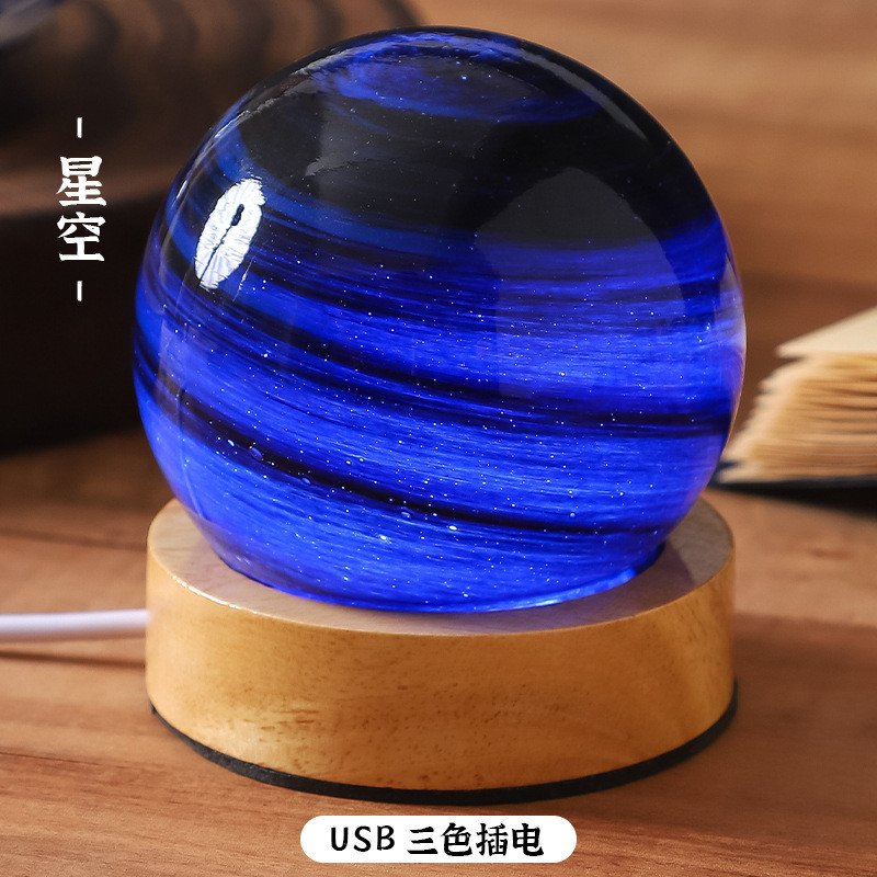 Hành Tinh Chụp Đèn Tích Hợp Ngôi Sao Đèn Nhật Ký Giá Đỡ Type-C Sạc Đèn Ngủ Aurora Kính Chiếu Sáng Quà Tặng 5DZB