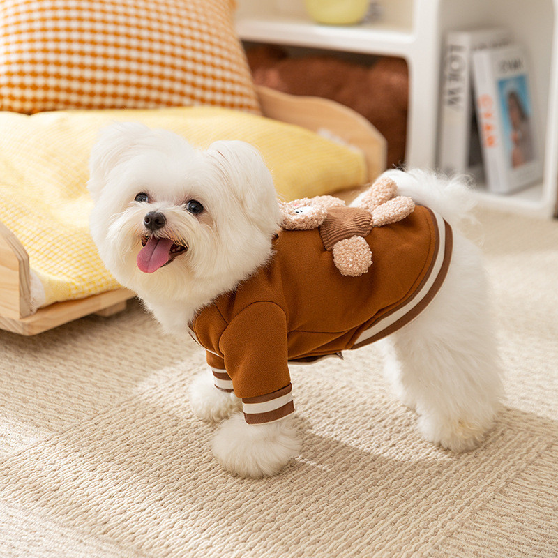 【Ready Stock】 New Autumn and Winter Korean Style Dog Cute Cartoon Small and Medium-Sized Dogs Bear Hoodie Cat Teddy Pet Dog Clothes hY7h